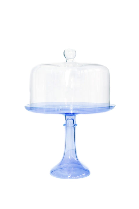 Estelle Colored Glass Cake Stand With Dome