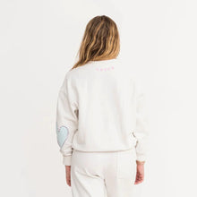 Load image into Gallery viewer, Kerri Rosenthal Boyfriend Sweatshirt Heart Patchwork | Cloud White