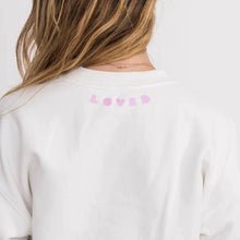 Load image into Gallery viewer, Kerri Rosenthal Boyfriend Sweatshirt Heart Patchwork | Cloud White