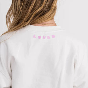 Kerri Rosenthal Boyfriend Sweatshirt Heart Patchwork | Cloud White