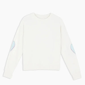 Kerri Rosenthal Boyfriend Sweatshirt Heart Patchwork | Cloud White