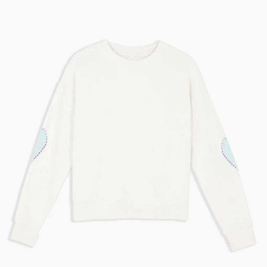 Kerri Rosenthal Boyfriend Sweatshirt Heart Patchwork | Cloud White