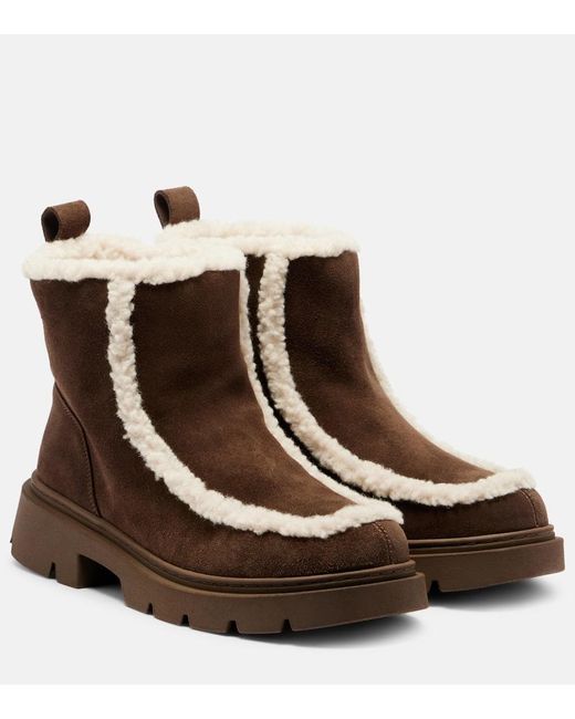 Inuikii Brown Biker Suede Ankle Boots