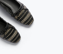 Load image into Gallery viewer, Freda Salvador JADA SQUARE TOE BALLET FLAT | Black Vanilla Woven Calf