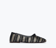 Load image into Gallery viewer, Freda Salvador JADA SQUARE TOE BALLET FLAT | Black Vanilla Woven Calf