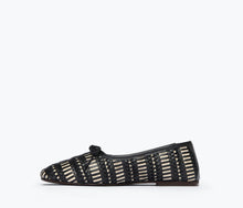 Load image into Gallery viewer, Freda Salvador JADA SQUARE TOE BALLET FLAT | Black Vanilla Woven Calf