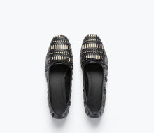 Load image into Gallery viewer, Freda Salvador JADA SQUARE TOE BALLET FLAT | Black Vanilla Woven Calf