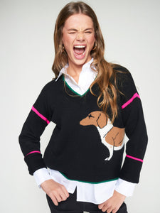Vilagallo Dachshund Sweater | Black