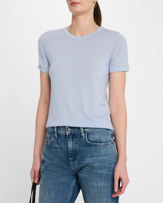 Majestic Filatures 100% Machine Washable Cashmere Crewneck Short Sleeve | Ocean