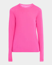 Load image into Gallery viewer, Majestic Filatures 100% Machine Washable Cashmere Long Sleeve Crewneck Tee | Neon Pink Rose Fluo