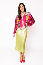 Load image into Gallery viewer, Queen Of Sparkles Hot Pink Peppermint Nutcrackers Shard Sequin Sleeve Cardigan