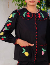 Load image into Gallery viewer, Pink City Prints Feeling Fruity Apple Blouse | Black