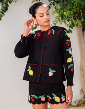 Load image into Gallery viewer, Pink City Prints Feeling Fruity Apple Blouse | Black