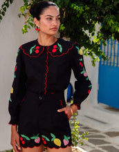 Load image into Gallery viewer, Pink City Prints Feeling Fruity Apple Blouse | Black