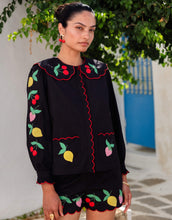 Load image into Gallery viewer, Pink City Prints Feeling Fruity Apple Blouse | Black