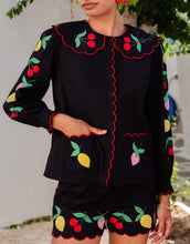 Load image into Gallery viewer, Pink City Prints Feeling Fruity Apple Blouse | Black