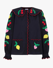 Load image into Gallery viewer, Pink City Prints Feeling Fruity Apple Blouse | Black