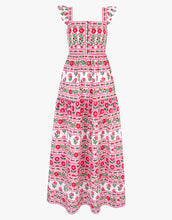 Load image into Gallery viewer, FINAL SALE Pink City Prints Rose Folk Lucia Dress | White, Pink &amp; Red Block Printed Dress