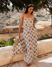 Load image into Gallery viewer, Pink City Prints Vintage Bouquet Sicily Skirt | Yellow, Pink &amp; Blue Screen Printed Skirt