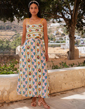 Load image into Gallery viewer, Pink City Prints Vintage Bouquet Sicily Skirt | Yellow, Pink &amp; Blue Screen Printed Skirt