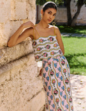 Load image into Gallery viewer, Pink City Prints Vintage Bouquet Sicily Skirt | Yellow, Pink &amp; Blue Screen Printed Skirt