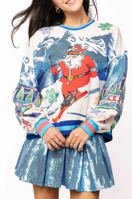 Queen Of Sparkles Ski Santa Christmas Sweatshirt