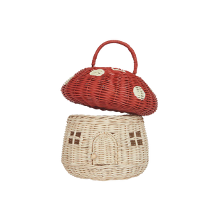 Rattan Mushroom Basket | Red