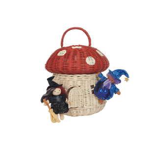 Rattan Mushroom Basket | Red