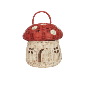 Rattan Mushroom Basket | Red