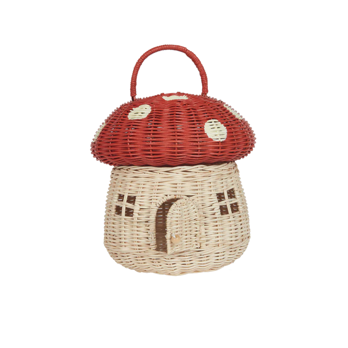 Rattan Mushroom Basket | Red