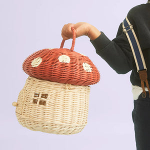 Rattan Mushroom Basket | Red