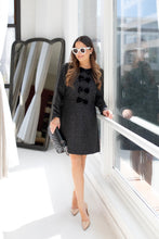 Load image into Gallery viewer, Sail To Sable X Style Charade Lucy Bow Front Mini Dress | Sparkle Tweed