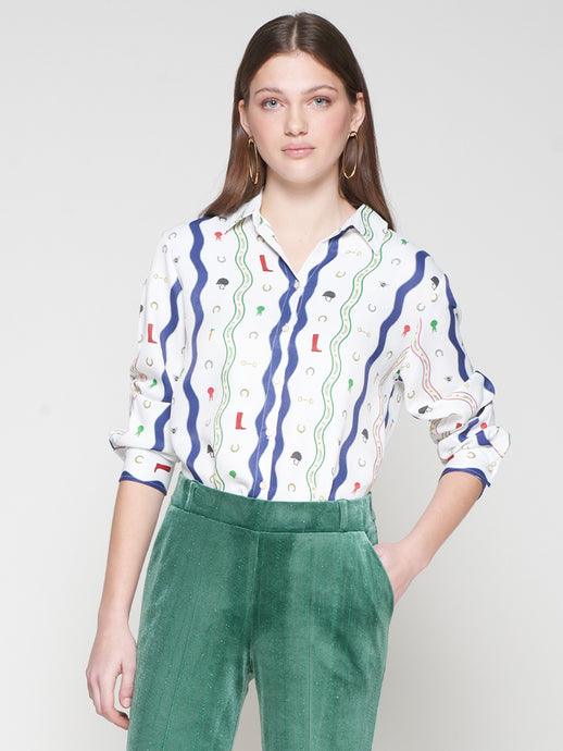 Vilagallo Equestrian Wave Print Shirt | Gaby Hibica