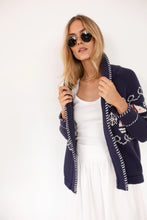 Load image into Gallery viewer, Marea Nautical Intarsia Shawl Cardigan | Navy