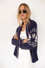 Load image into Gallery viewer, Marea Nautical Intarsia Shawl Cardigan | Navy