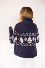 Load image into Gallery viewer, Marea Nautical Intarsia Shawl Cardigan | Navy
