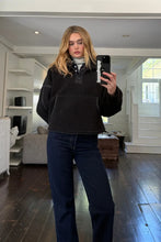 Load image into Gallery viewer, Perfect White Tee Tristan Sherpa Fleece Half Zip Sweatshirt Jacket With Pockets | Black