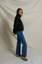 Load image into Gallery viewer, Perfect White Tee Tristan Sherpa Fleece Half Zip Sweatshirt Jacket With Pockets | Black