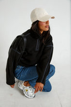 Load image into Gallery viewer, Perfect White Tee Tristan Sherpa Fleece Half Zip Sweatshirt Jacket With Pockets | Black
