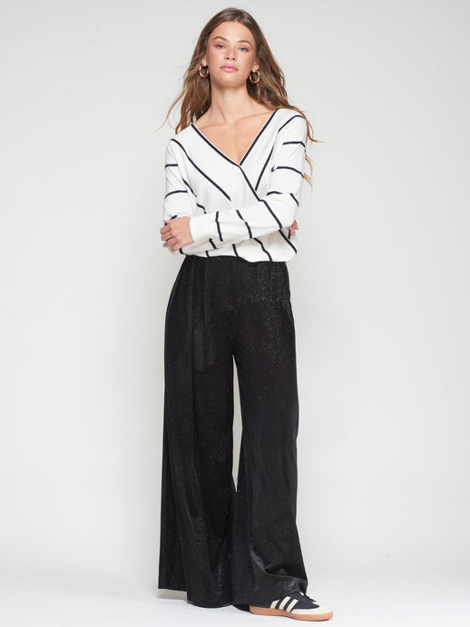 Vilagallo Trouser Palazzo Pant | Black Shimmer
