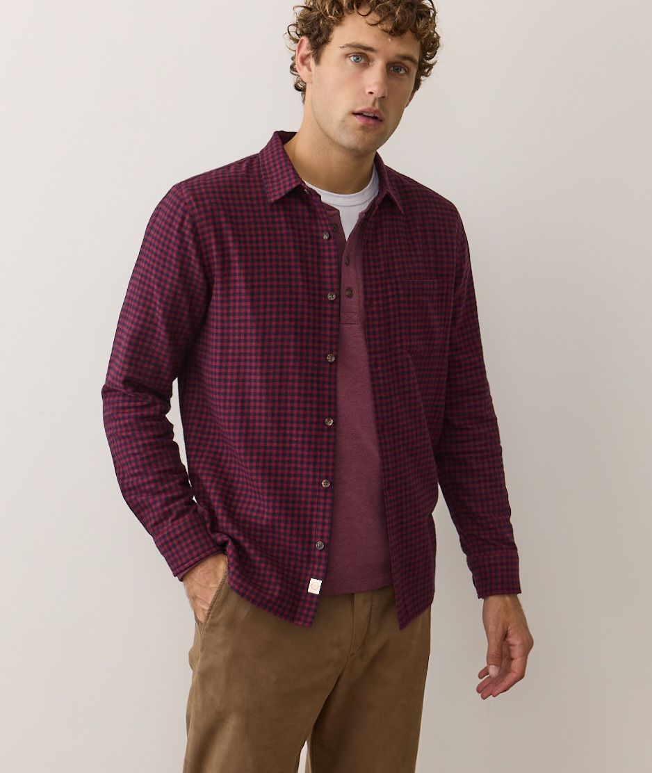 Men's Marine Layer Tahoe Flannel Shirt | Navy & Red Gingham