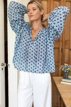 Load image into Gallery viewer, Emerson Fry Love Thomas Folk Top | Heritage Blue Flowers Organic