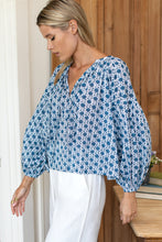 Load image into Gallery viewer, Emerson Fry Love Thomas Folk Top | Heritage Blue Flowers Organic