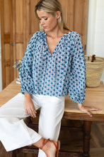 Load image into Gallery viewer, Emerson Fry Love Thomas Folk Top | Heritage Blue Flowers Organic