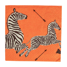 Load image into Gallery viewer, Caspari Scalamandre Zebra Cocktail Napkins | Orange
