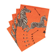 Load image into Gallery viewer, Caspari Scalamandre Zebra Cocktail Napkins | Orange