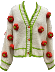 Load image into Gallery viewer, Queen Of Sparkles Ivory &amp; Green Knitted Pumpkin Fall Cardigan