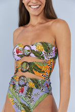 Load image into Gallery viewer, Farm Rio Striped Bananas One Piece Swimsuit