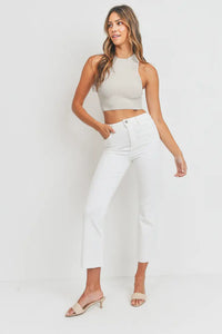 Crop Flare White Jeans