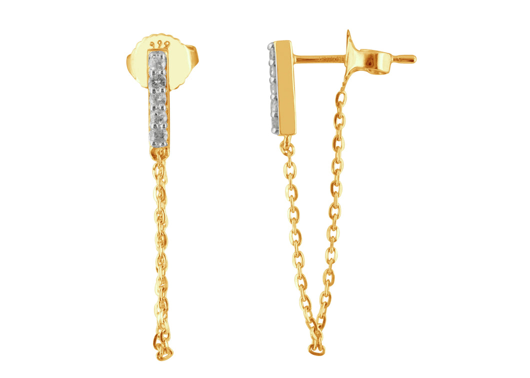 Diamond Chain Drop Earrings